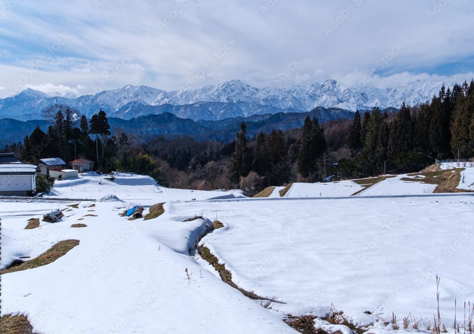 信州小布施の冬の風景・北信濃